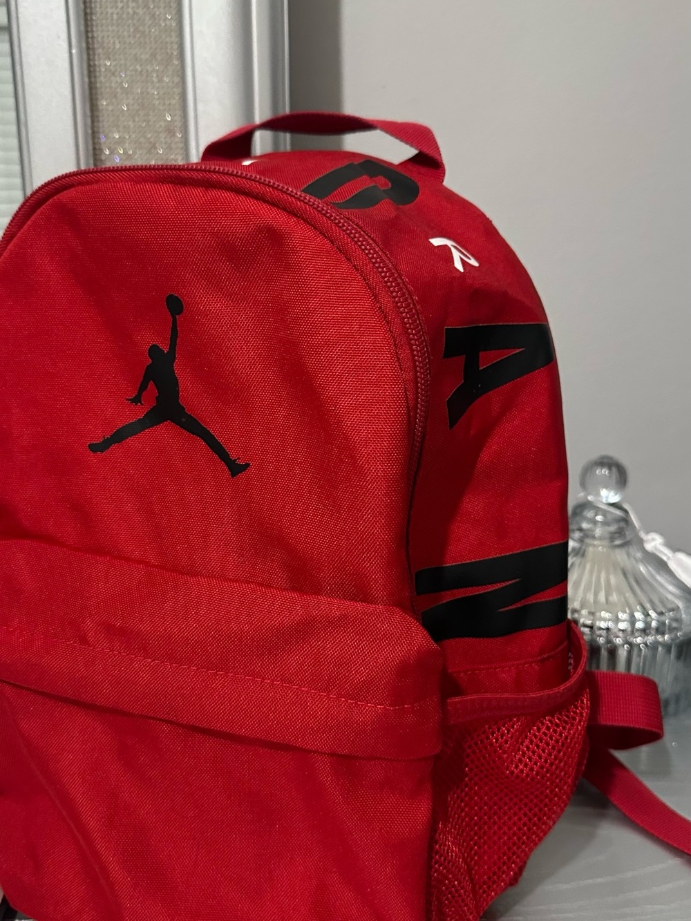 Jordan Red Mini Backpack with Black Logo